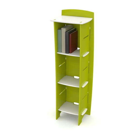 Legaré Kids Furniture Frog Series Collection, No Tools Assembly 3-Shelf Bookcase, Lime Green and White