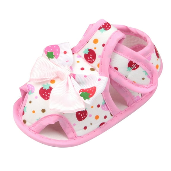 Rhuody Girls Shoes Boys Cartoon Strawberry Print Princess Shoes Adorable Feetwear 0-3 Months Pink