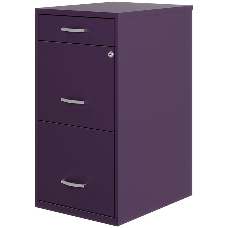 Space Solutions 18"D 3 Drawer Metal Organizer File Midnight Purple