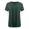 thumbnail image 5 of Pxxlle Plus Size Short Sleeve Tshirts for Women Solid Color Casual V Neck Shirts Oversized Summer Tunic Tops Loose Fitting Basic Tees for Ladies Green S, 5 of 5