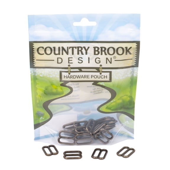 Country Brook Design® 3/4 inch Antique Brass Metal Round Wide-Mouth Triglide Slides, 10 Pack