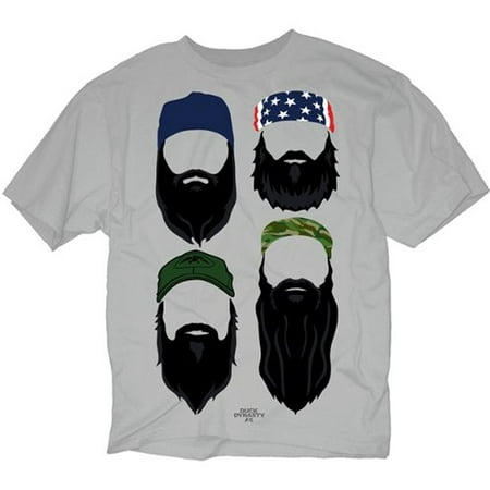 - Duck Dynasty Robertson Four Beards in Color Adult Silver T-Shirt