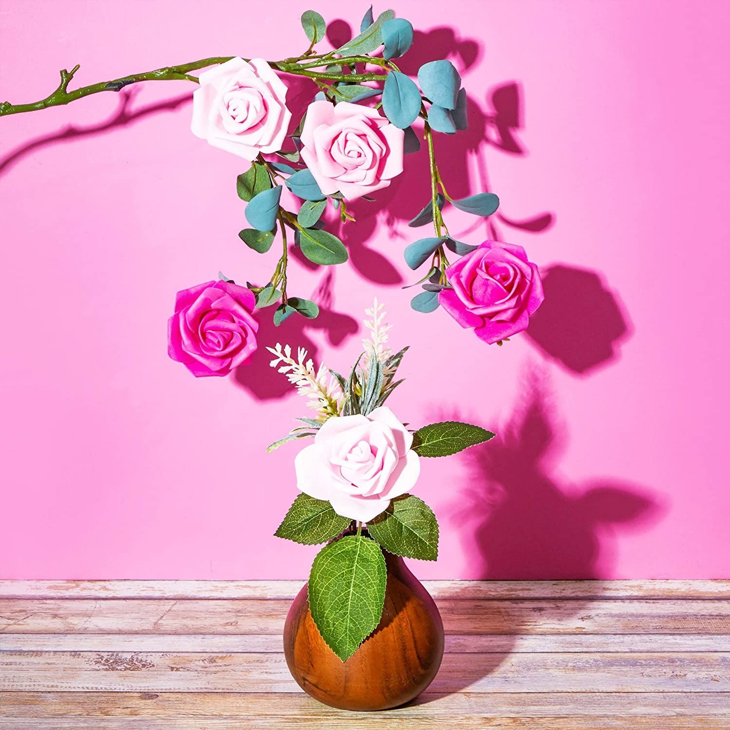 100 Pack Pink Roses Artificial Flowers, 3 Colors, 3x1.2 In Foam Flower Heads for Decoration, Wedding Centerpieces, Crafts, Wall Backdrops, Bridal Shower Decorations, DIY Arrangements
