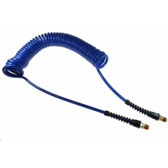 Coilhose Pneumatics PU14-15B-B Flexcoil Polyurethane Coiled Air Hose, 1/4-Inch ID, 15-Foot Length with (2) 1/4-Inch Reusable Strain Relief MPT Swivel Fittings, Dark Blue