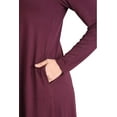 thumbnail image 7 of Miss Lavish London Women's Long Sleeve Dress - Round Neck Casual Loose Fit Swing T-Shirt Dress with Pockets Burgundy-XL, 7 of 7
