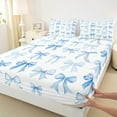 thumbnail image 3 of Feelyou Teens Princess Bow-tie Full Size Sheets, Blue Cartoon Ribbon Bed Sheets, Fairy Tale Sheet Sets, Ultra Soft Home Decor, 4pcs, 3 of 7