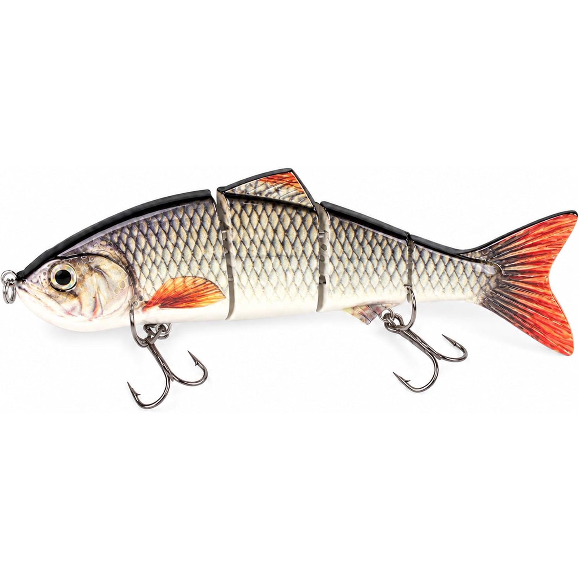 9.8 Inch Multi Jointed Swim Bait Lifelike Glide Bait with 3D Eyes Rattle Balls and Treble Hooks Slow Sinking Fishing Lure for Bass Pike Freshwater and Saltwater Fishing
