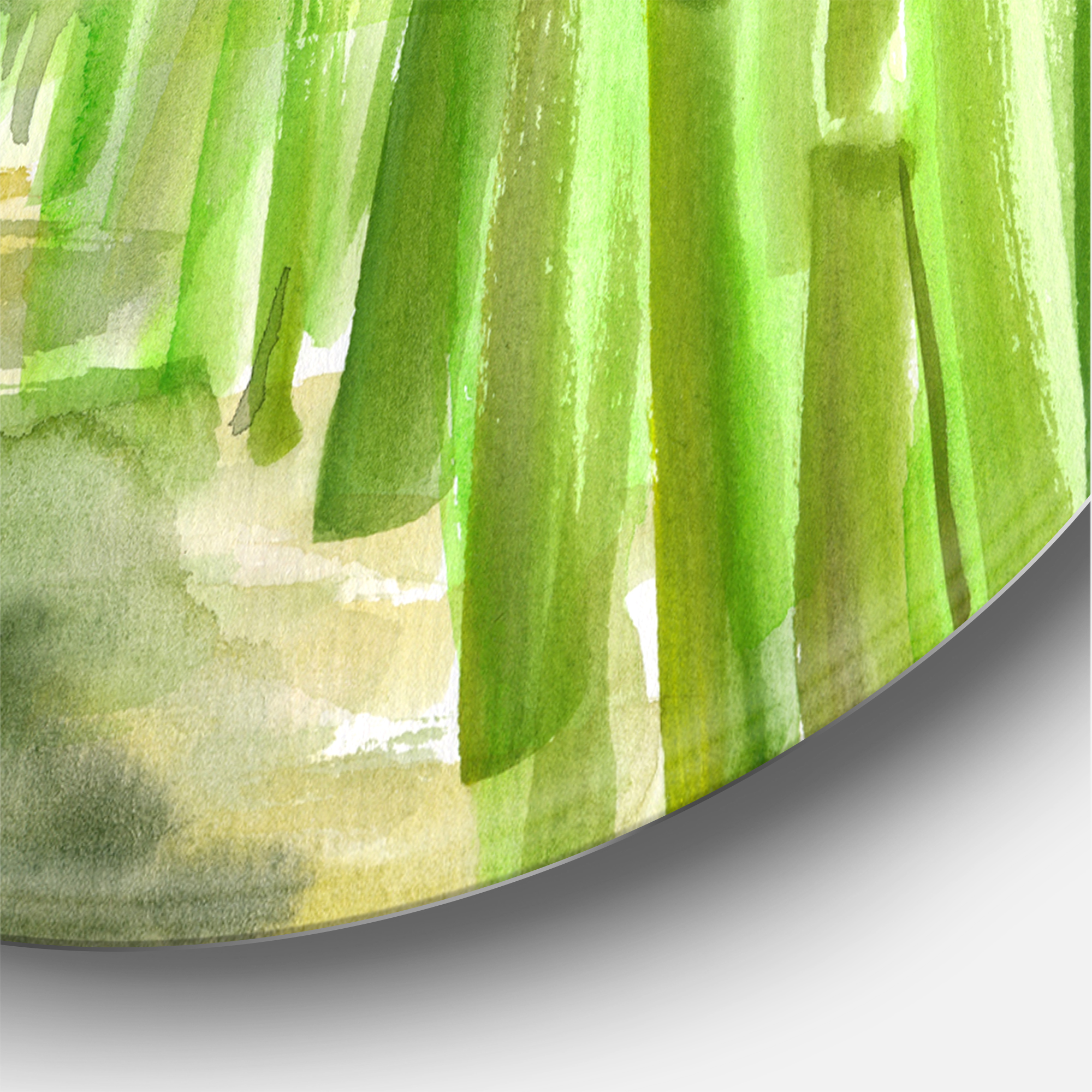 Designart 'Path in Green Bamboo Forest' Traditional Circle Metal Wall Art 23x23 - Disc of 23