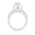 thumbnail image 2 of Angara South Sea Cultured Pearl Ring with Graduated Diamonds in 14K White Gold for Women | June Birthstone Jewelry for Her, 2 of 8