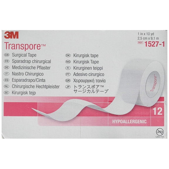 6-Pack Surgical Tape. [3M Transpore], 1 in. x 10 yds. (Box of 6)