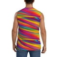 thumbnail image 4 of Bixox Men's Lines Multicolored Rainbow Printed Shirt Sleeveless Fitness Tank Top-Large, 4 of 7