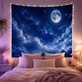 thumbnail image 2 of Full Moon Above Clouds in a Starry Sky, Dreamy Celestial Style for Celestial Art Lovers, Moon Wall Art, Housewarming Gift, Tapestry Wall Hanging for Bedroom and Dorm, 2 of 7
