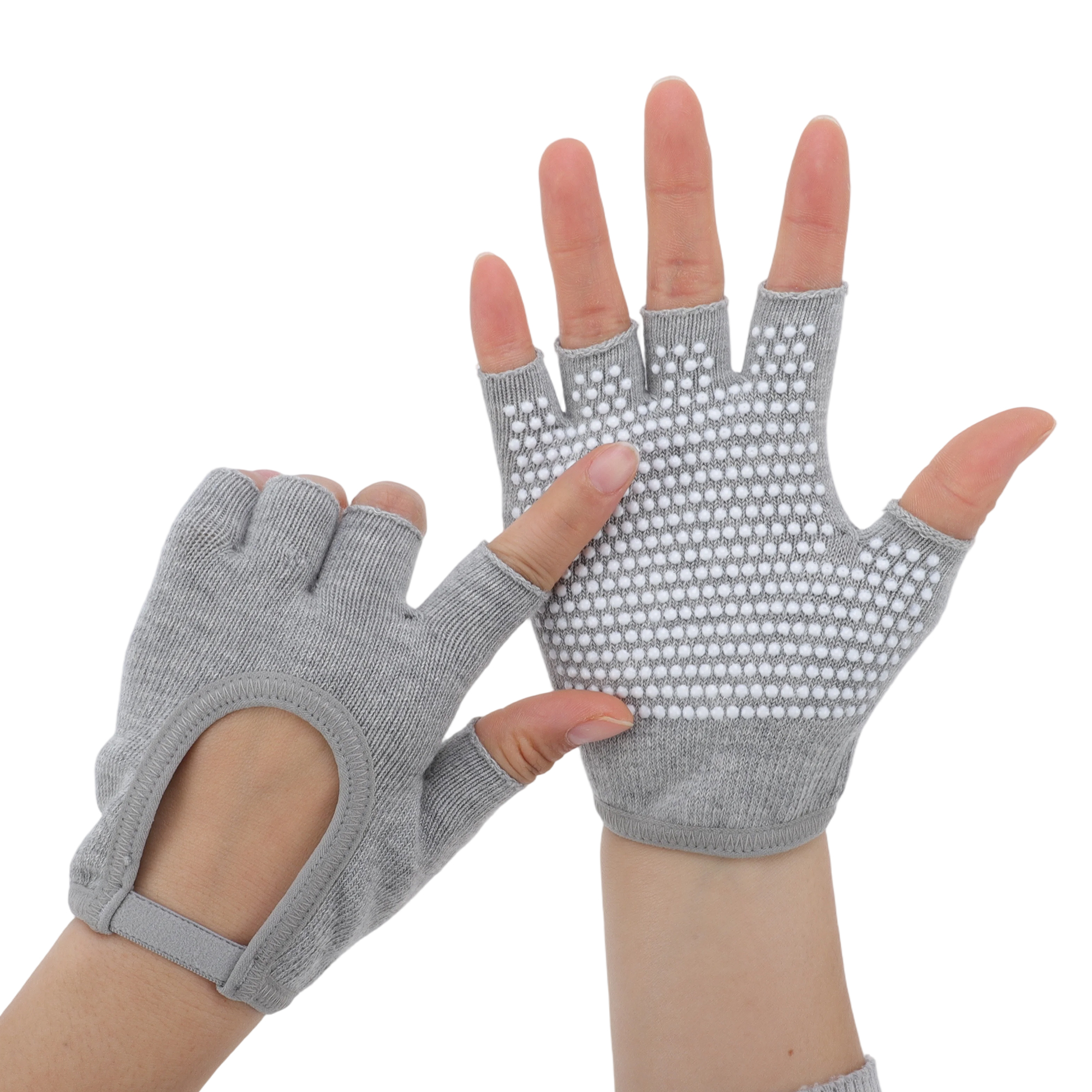 Unique Bargains Fingerless Yoga Gloves Designed One Size 1Pair Gray