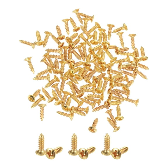 100 Pack 3MM Electric Guitar Bass Pickguard Screws Scratch Plate Mounting Screw for SQ ST TL Guitar (Gold)