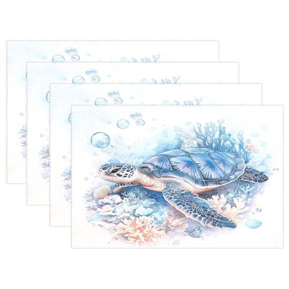 Ryvnso Placemats Set of 4 Turtle Swimming Dining Mats Heat-Resistant Non-Slip Washable Table Mat