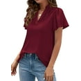 thumbnail image 3 of PRETTYGARDEN Women's Summer Blouses Dressy Casual Ruffle Cap Sleeve V Neck Business Work Trendy Cute Tops Spring Outfits, 3 of 10