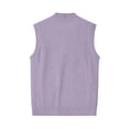 thumbnail image 7 of Resicozy Men's Sleeveless Sweater Vest V-Neck Casual Knit Button Down Solid Color Cardigan Vest Light Purple 4XL, 7 of 7
