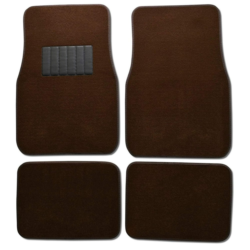 Front & Rear Carpet Car Truck SUV Floor Mats Brown