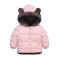 thumbnail image 3 of Likimi Toddler Girls Coat Long Sleeve Solid Color Ears Hooded Zipper Winter Outerwear With Pocket Soft Warm Jacket Size 3-4 Years Pink, 3 of 5