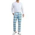 thumbnail image 2 of INSPIRE CHIC Men's Classic Plaid Dress Flat Front Checked Office Prom Trousers 38 Light Blue, 2 of 5