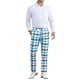 thumbnail image 2 of INSPIRE CHIC Pantalones de vestir de cuadros clásicos para hombres, con frente plano, para oficina y prom, 36 Azul claro, 2 of 5