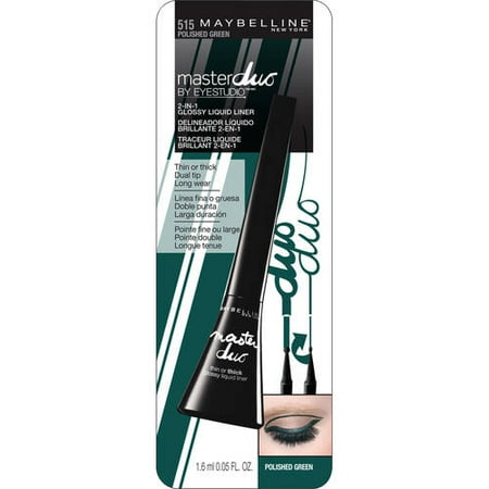 Maybellineï ï ï New York Maybelline Master Duo Eye Studio Glossy 2 - in - 1 Liquid Liner, 0.05 fl oz, Polished Green