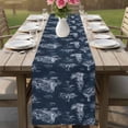 thumbnail image 4 of Nautical Ship Table Runner 72 Inches, Farmhouse Blue Ocean Lighthouse Mountain Bed Runner Dresser Scarves Tabletop for Indoor Outdoor Parties/Ceremony/Banquet, 18" x 72", 4 of 9