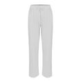 thumbnail image 5 of Jxximdong Pants for Women Cotton And Linen Elastic High Waistband Pocket Pants Loose Casual Straight Leg Pants White L Trousers, 5 of 5