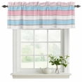 thumbnail image 2 of Pink Blue Wood Grain Valances for Windows, Decorative Rod Pocket Window Valance Curtains, Modern Colorful Striped Short Curtain Drapes for Kitchen/Bathroom/Living Room, 2 Panels, 42" W x 12" L, 2 of 8