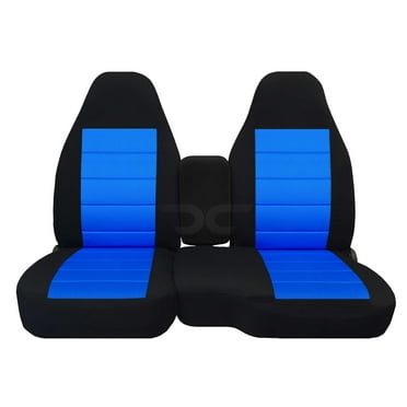 T59-Designcovers Fits 2004-2012 Chevy Colorado/GMC Canyon Velour Truck Seat Covers(Front 60/40 Split Bench)-Opening Console:Black and Blue