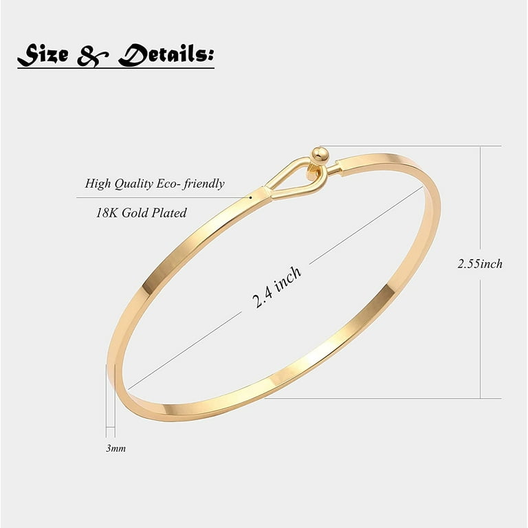 Gold Bar Bracelet for Women Simple Delicate Thin Cuff Bangle Hook Bracelet  18K Gold Plated Handmade Minimalist Jewelry