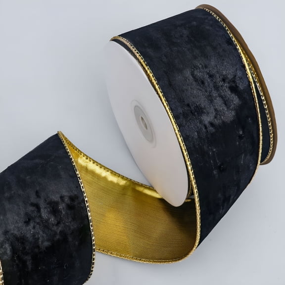 TUWAFE 2026 New Christmas Velvet Ribbon 2.48 Inches Vintage Christmas Ribbon Wide Wired Edge Wrapping Ribbon for Christmas Wedding Decorating,Gift Wrapping Bow(Black,10 Yards)