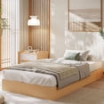 thumbnail image 1 of Tamaño individual size wood platform marco de cama: minimalist design, no cabecero, slat support, no box spring, fácil montaje, orange, 1 of 7