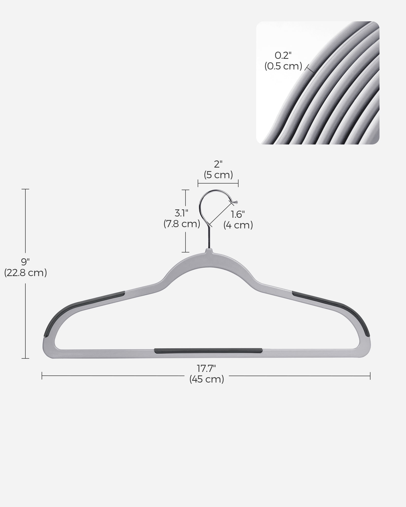 60-Pack Space Saving Plastic Hangers with 360° Swivel Metal Hooks, Heavy Duty Non-Slip Closet Organizers, Light Gray and Dark Gray