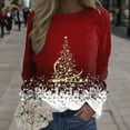 Sweaters for Women Hoodies Daily Merry Christmas Print Round Neck Fit