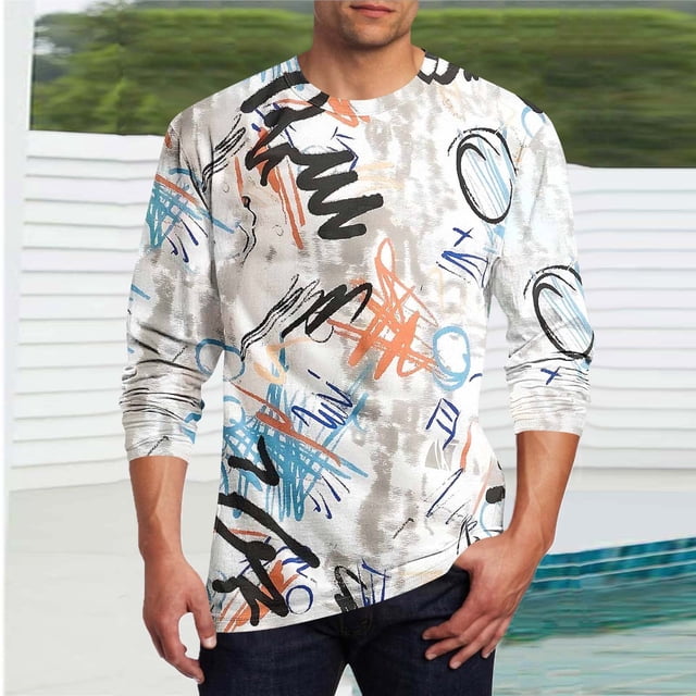 Amzcrzy - Sudadera Para Hombre, Estilo Casual, Con Estampado De Moda, Manga Larga Y Cuello Redondo, Color Blanco, Xl