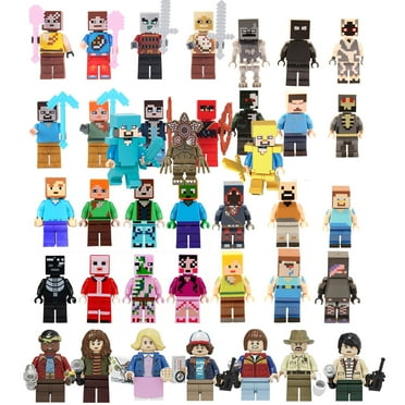 38 Pcs Minecraft action figures Toys Steve Toy Collectible with Accessory , 1.77-inch Minifigures Pixelated Design Gift for Kids