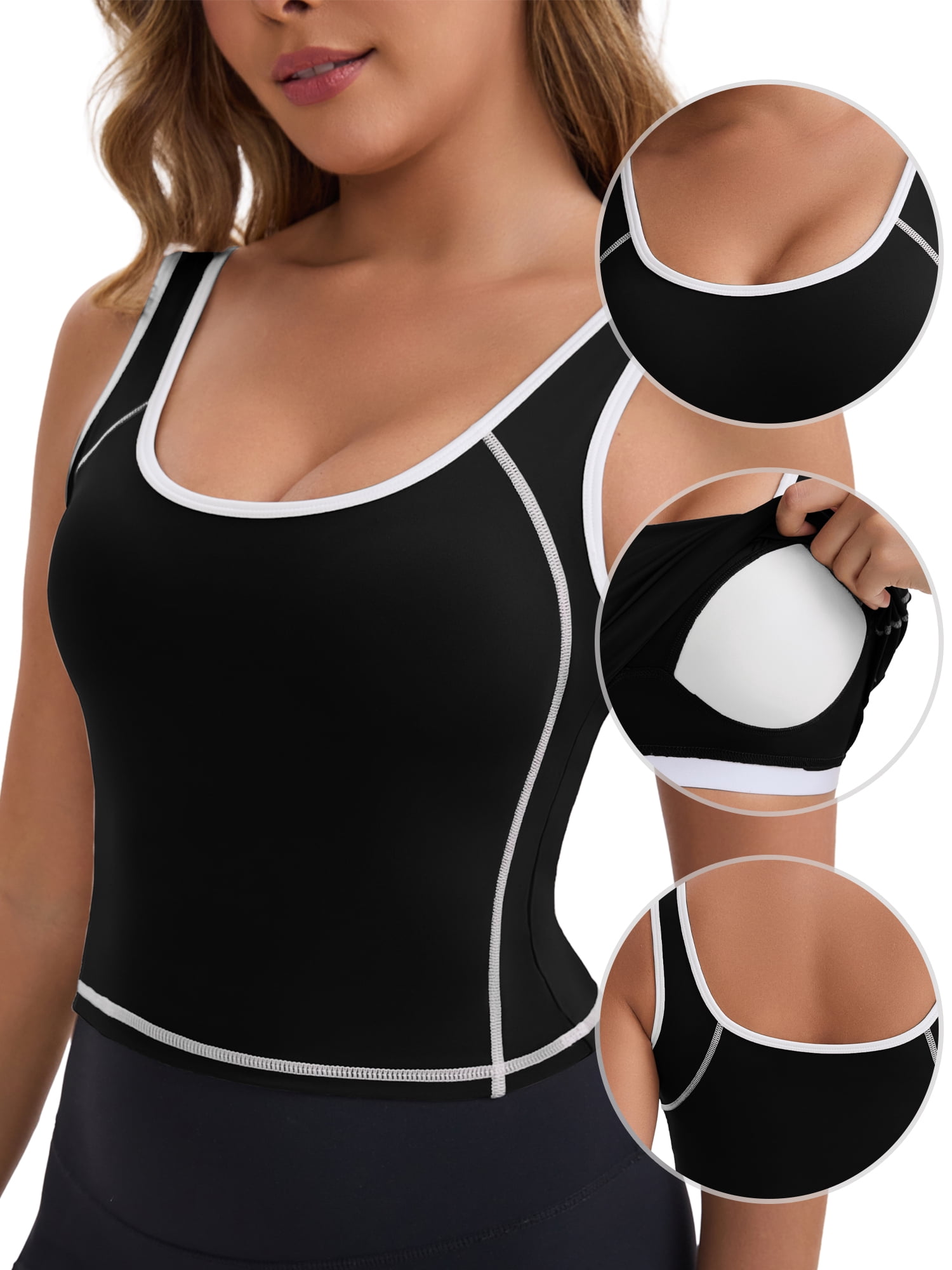 DARING DIVA Women's Nursing Tank Tops Colorblock Cropped Undershirts M Black