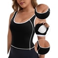 thumbnail image 3 of DARING DIVA Women's Nursing Tank Tops Colorblock Cropped Undershirts L Black, 3 of 6