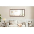 thumbnail image 2 of LiviNest Oversized Modern Wall Mirror: 60x30 Inch Large Rectangle Bathroom Mirror with Walnut Frame & Aluminum Border - Full-Length Decorative Mirror for Living Room Bedroom Entryway Vertical or Hori, 2 of 6