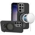 thumbnail image 2 of For Samsung Galaxy S24 Hybrid Rubber MagSafe Compatible with 360 degree Circle Ring Stand Magnetic Kickstand Slim Frame Cover ,Xpm Phone Case [ Black ], 2 of 7