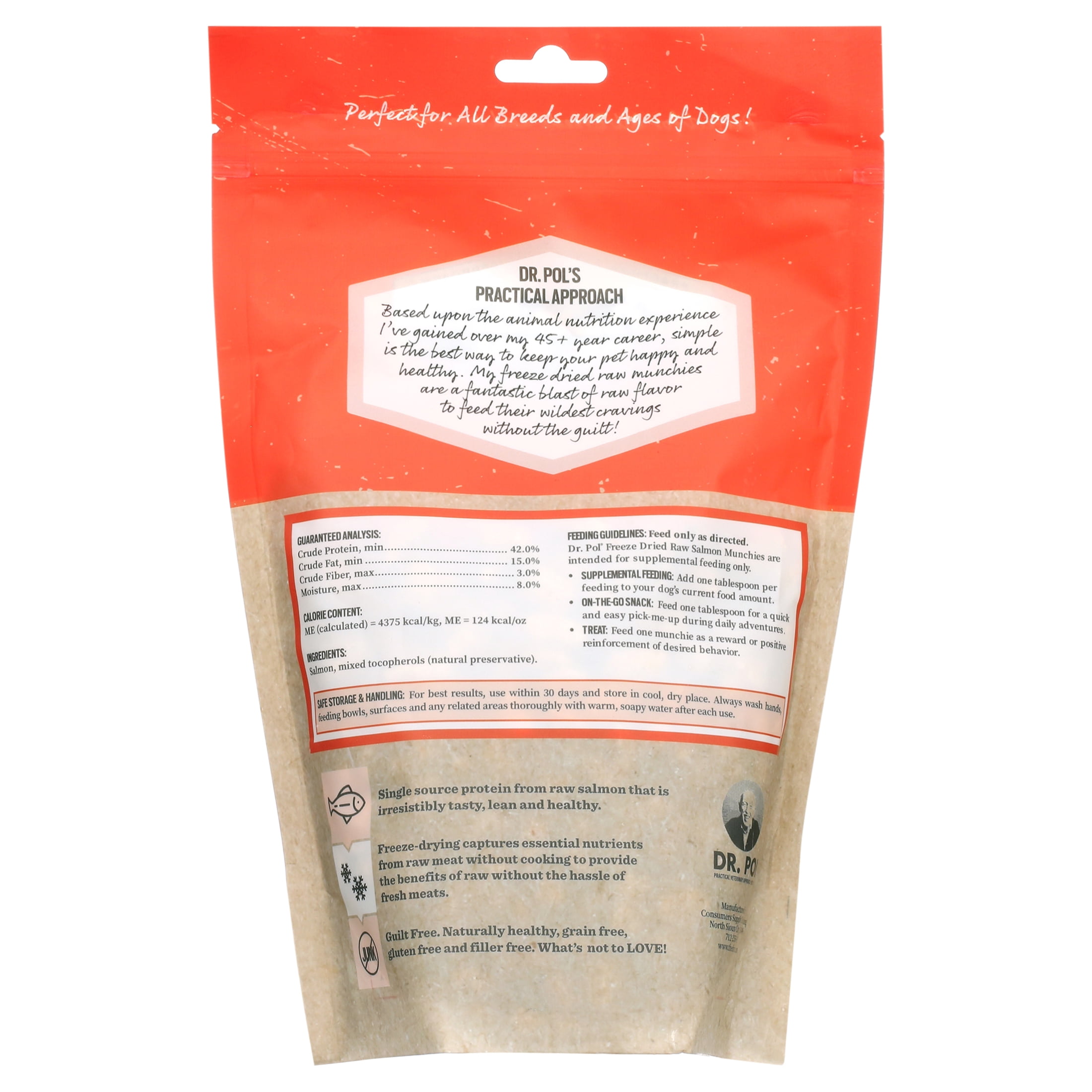 Dr. Pol Freeze Dried Munchies Salmon Dog Treat and Meal Topper 8 Ounces