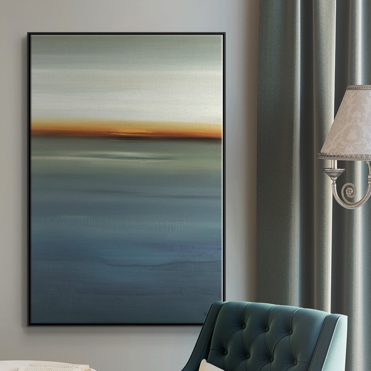 Beside the Blue I Framed Premium Gallery Wrapped Canvas - Ready to Hang - 17 x 25 - Black Floating Frame
