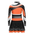 thumbnail image 3 of TiaoBug Cheerleading Outfits for Kids Girls Long Sleeve Mock Neck Rhinestones Cheer Top with Mini Skirt Set Orange 16, 3 of 6
