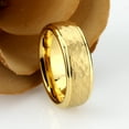 thumbnail image 2 of Men's Women's Tungsten Wedding Band Engagement Ring 8mm Hammed Gold Plated Ring, SZ 8, 2 of 3