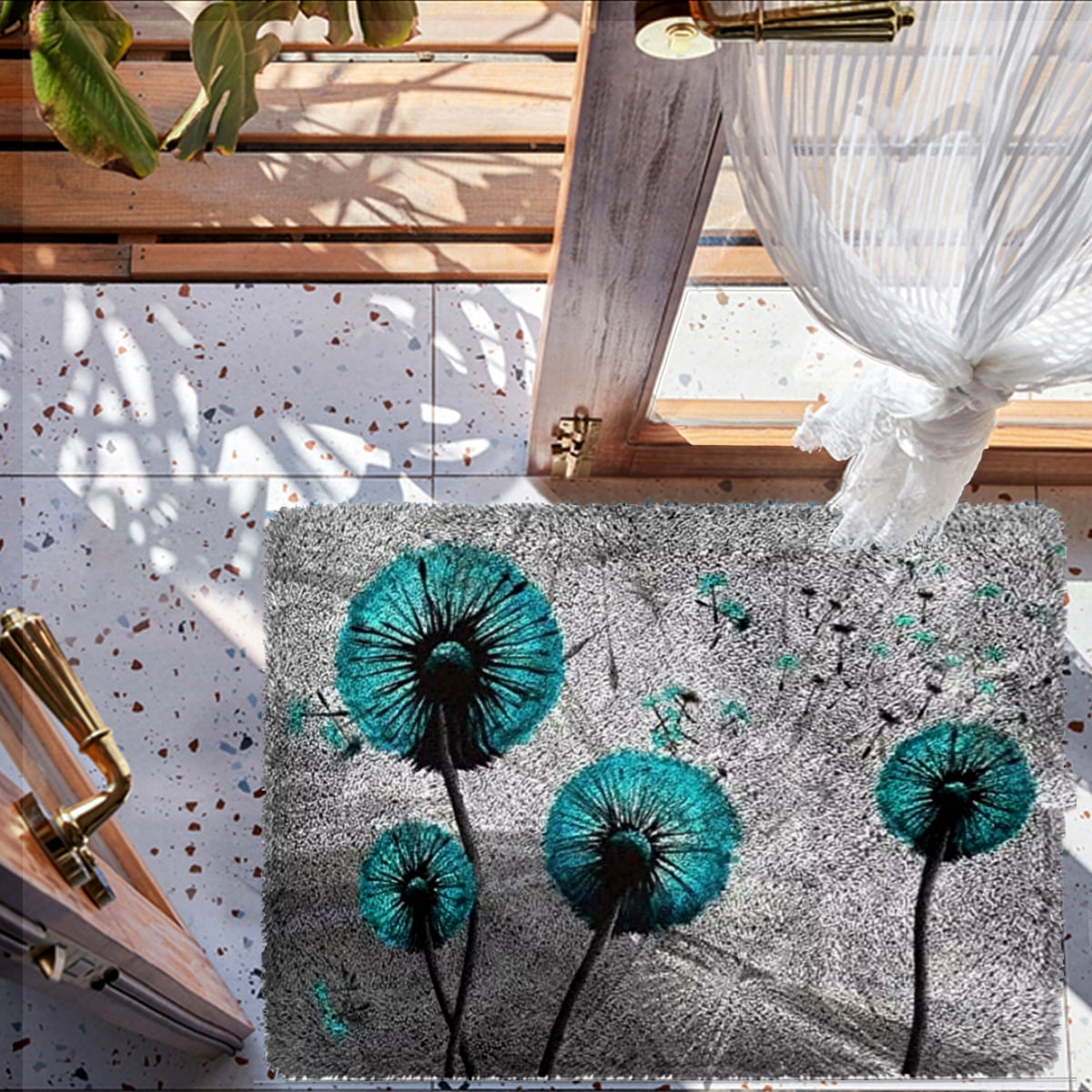 Latch Hook Kits Rugs,Dandelion Pattern Cartoon Door Way DIY Latch Hook Kits Three Horses DIY Tapestry Carpet Rug Making for Kids Adults Beginners