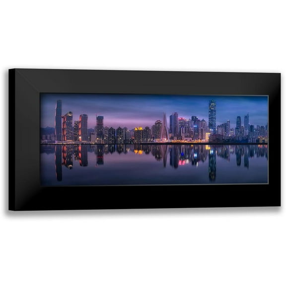 Xu, Mei 14x8 Black Modern Framed Museum Art Print Titled - Chongqing Reflection