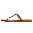 thumbnail image 4 of FSJ Women Comfort Open Toe Flat Sandals Slip on Flip-flops Without Heel Metal Buckle Lightweight Chic Outdoor Slippers Brown Size 6, 4 of 6