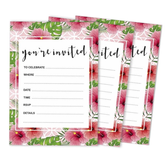 Inkdotpot Pack Of 30, You're Invited Invitations With Envelopes, Floral Invites for Your Wedding, Bridal Shower, Baby Shower, Birthday Invites Fill-In Style 5 X 7 Inches