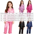 thumbnail image 4 of larppty Toddler Pajamas 2 Pieces Silk Stain Long Sleeve Button Down Shirts and Pants Homewear for Boys Girls, 4 of 7